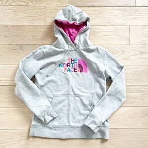 The North Face Gray Hoodie with Pink Lining